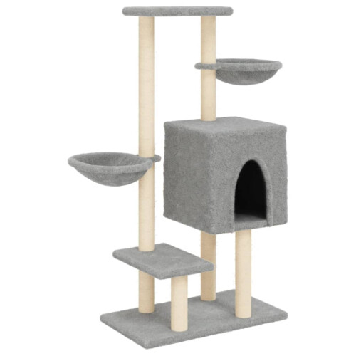 VidaXL (light grey) vidaXL Cat Tree with Sisal Scratching Posts Cat Tower Pet Cat Climbing Tree 1