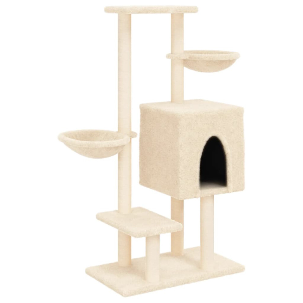 (cream) vidaXL Cat Tree with Sisal Scratching Posts Cat Tower Pet Cat Climbing Tree