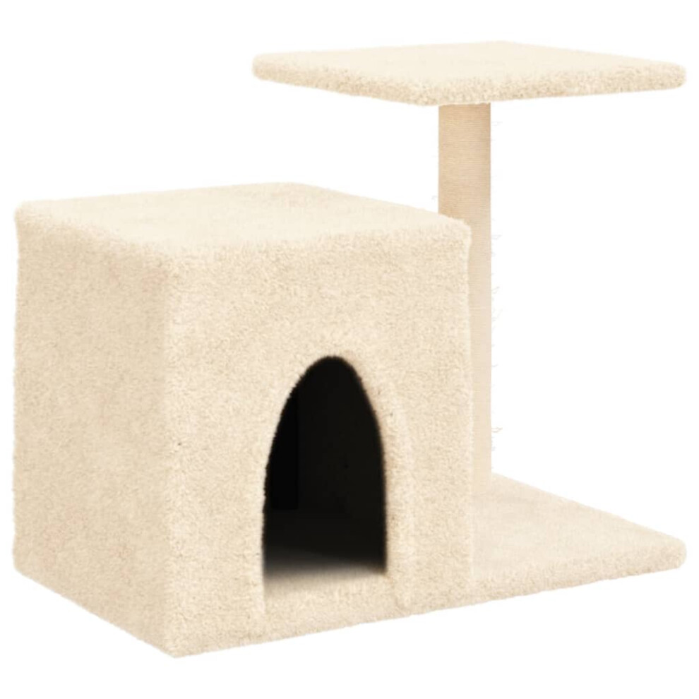 (cream) vidaXL Cat Tree with Sisal Scratching Posts Cat Tower Pet Cat Climbing Tree