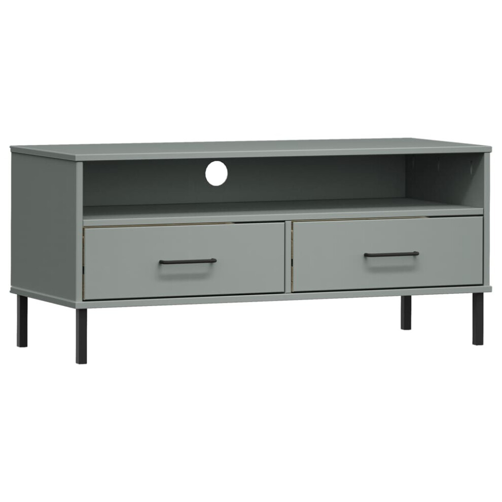 (grey) vidaXL Solid Wood Pine TV Cabinet with Metal Legs OSLO Furniture Multi Colours