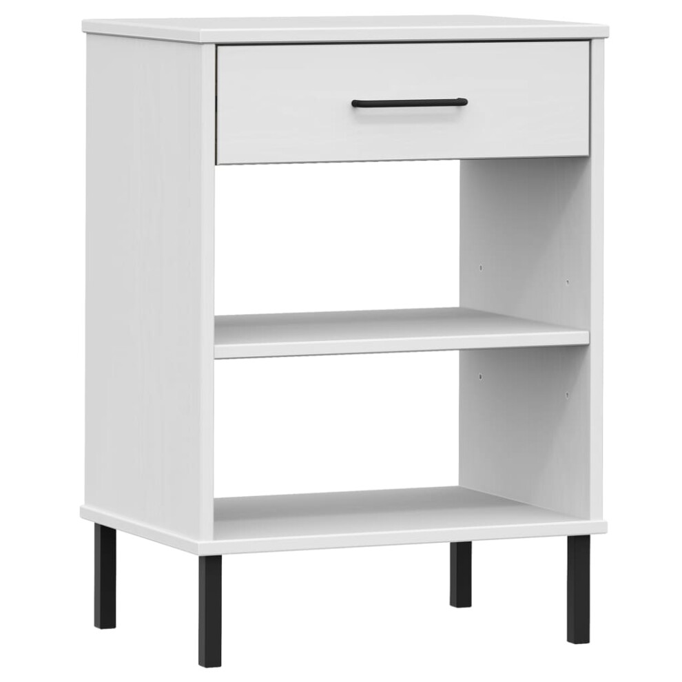 Vidaxl (White) Solid Wood Pine Console Cabinet With Metal Legs Oslo Multi Colours