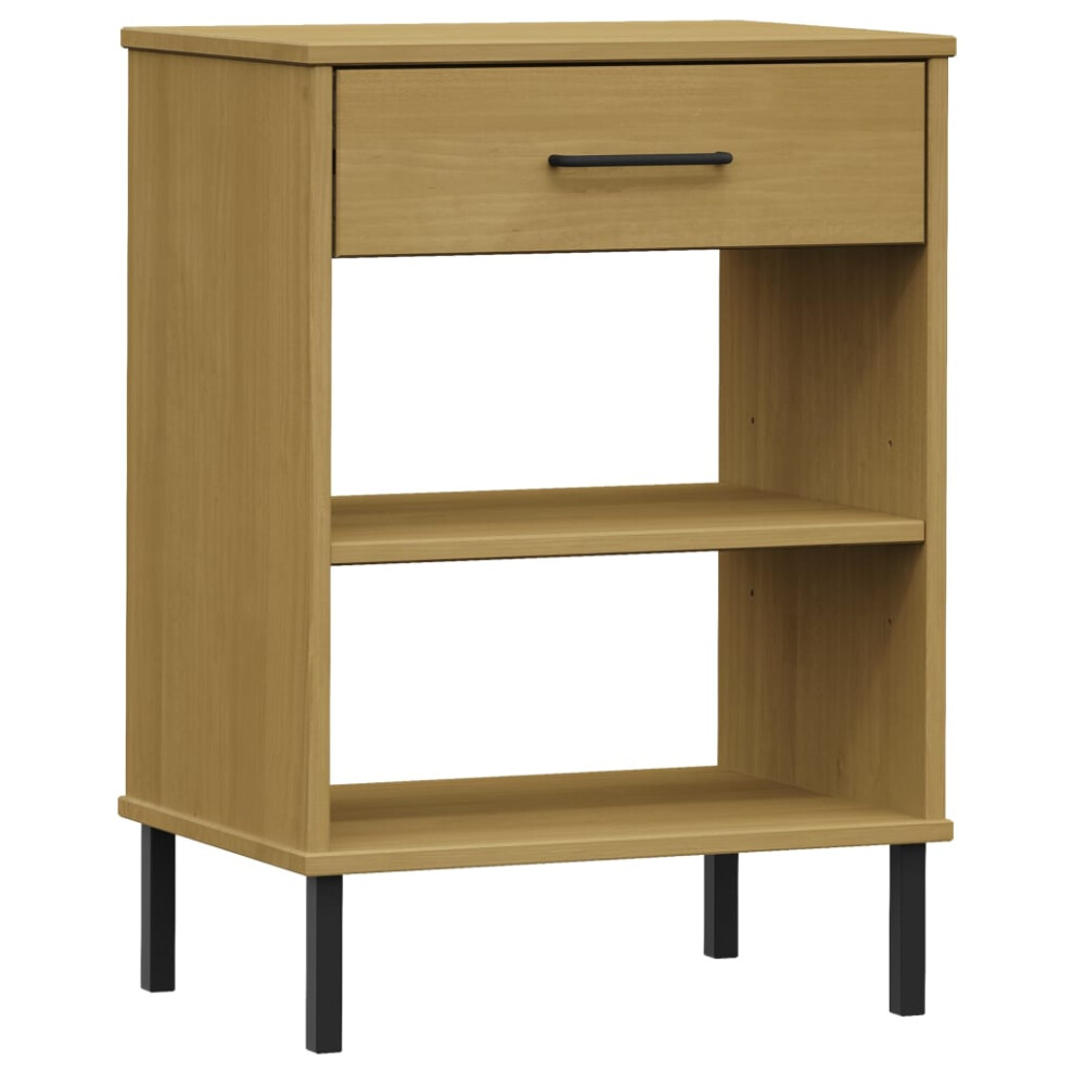 (brown) vidaXL Solid Wood Pine Console Cabinet with Metal Legs OSLO Multi Colours