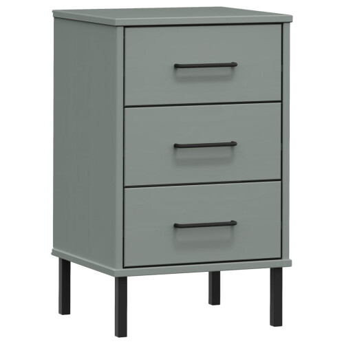 VidaXL (grey) vidaXL Solid Wood Pine Bedside Cabinet with Metal Legs OSLO Multi Colours