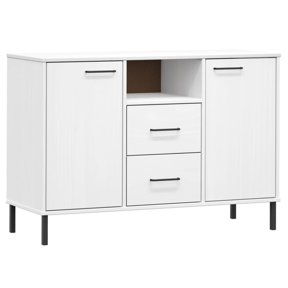 (white) vidaXL Solid Wood Sideboard with Metal Legs OSLO Home Furniture Multi Colours