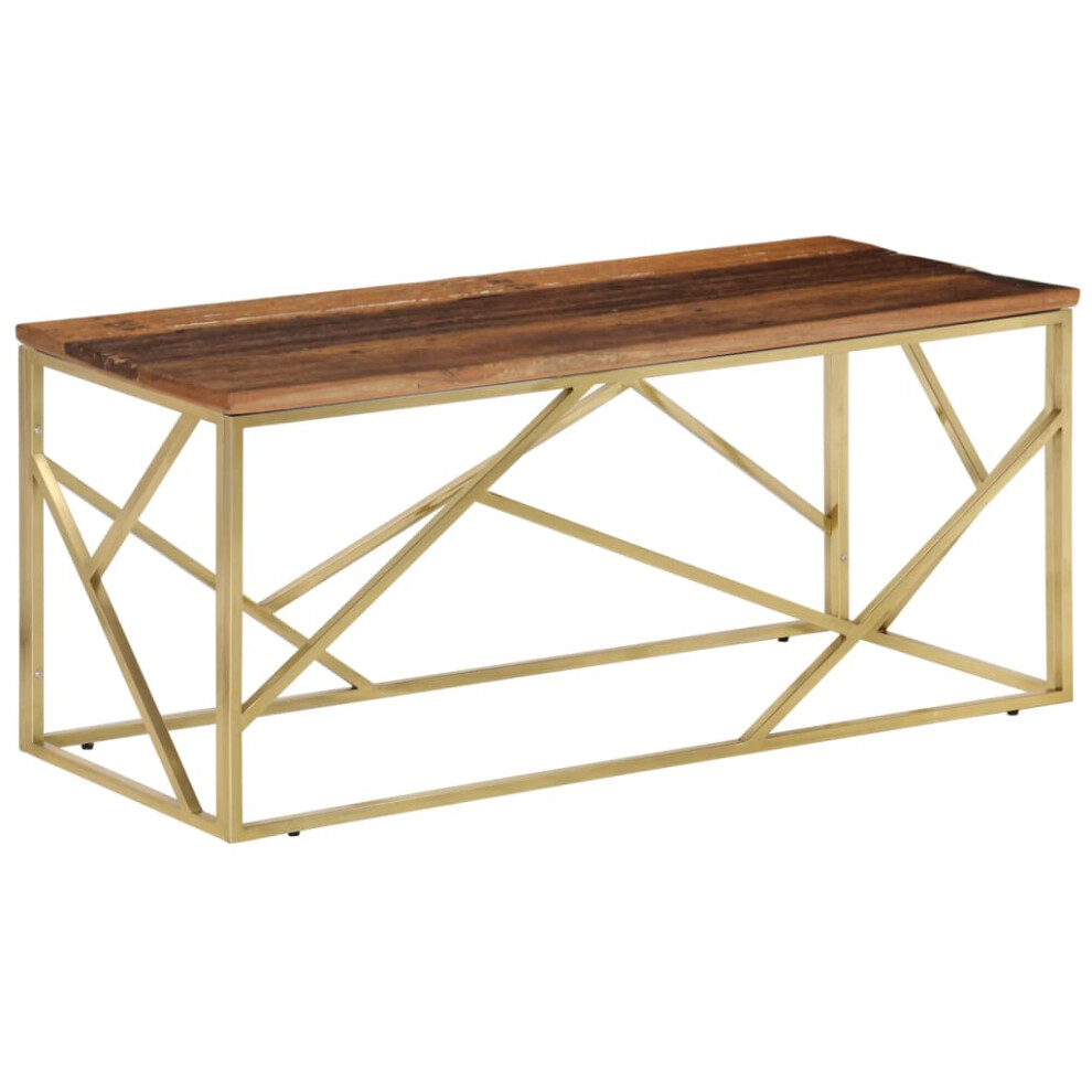 (gold, solid sleeper wood) vidaXL Coffee Table End Table Sofa Table Stainless Steel and Tempered Glass