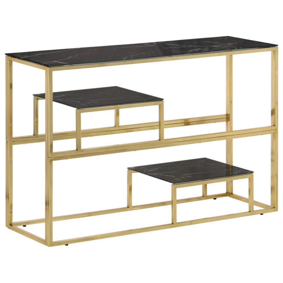 Vidaxl (Gold And Black, Glass) Console Table End Table Accent Table Stainless Steel And Tempered Glass Black,Gold