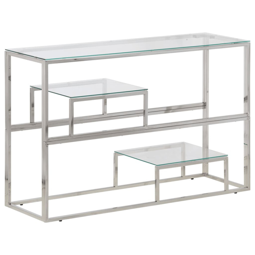 Vidaxl (, Glass) Console Table End Table Accent Table Stainless Steel And Tempered Glass Silver