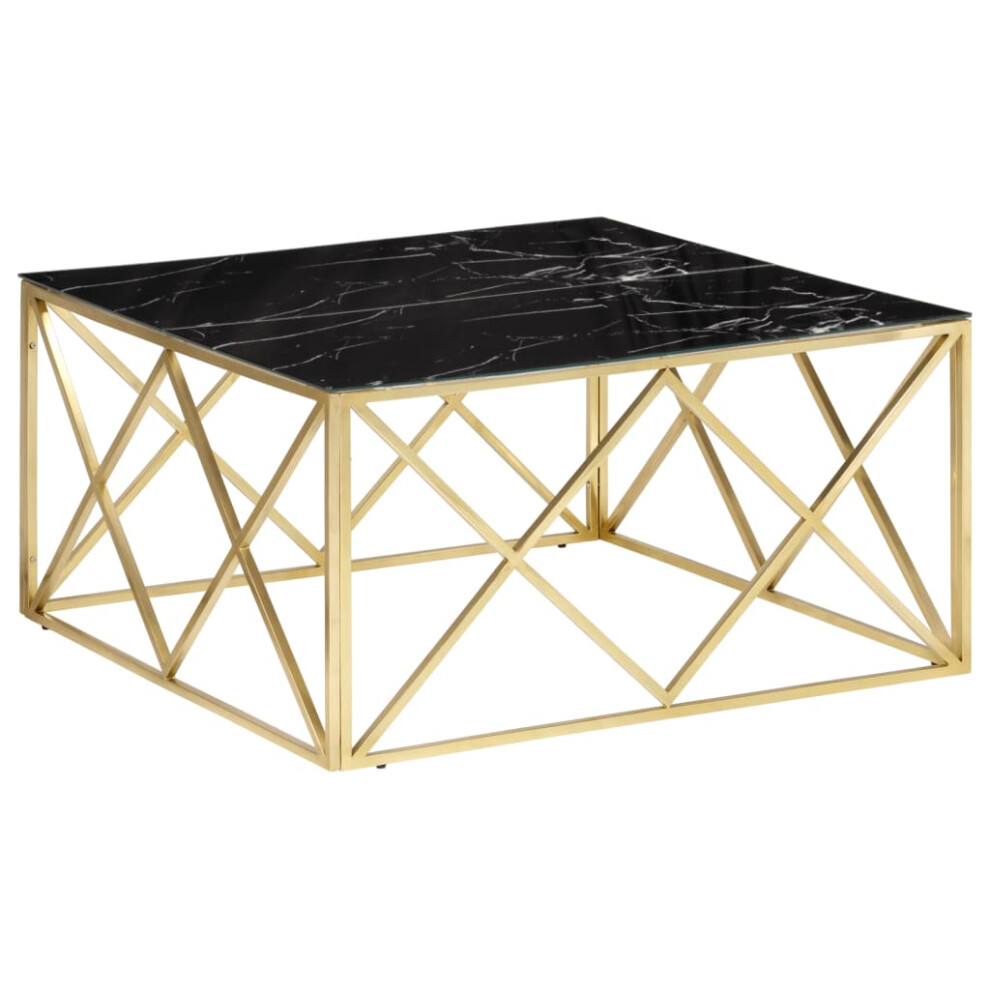 Vidaxl (Gold And Black, Glass) Coffee Table End Table Sofa Table Stainless Steel And Tempered Glass
