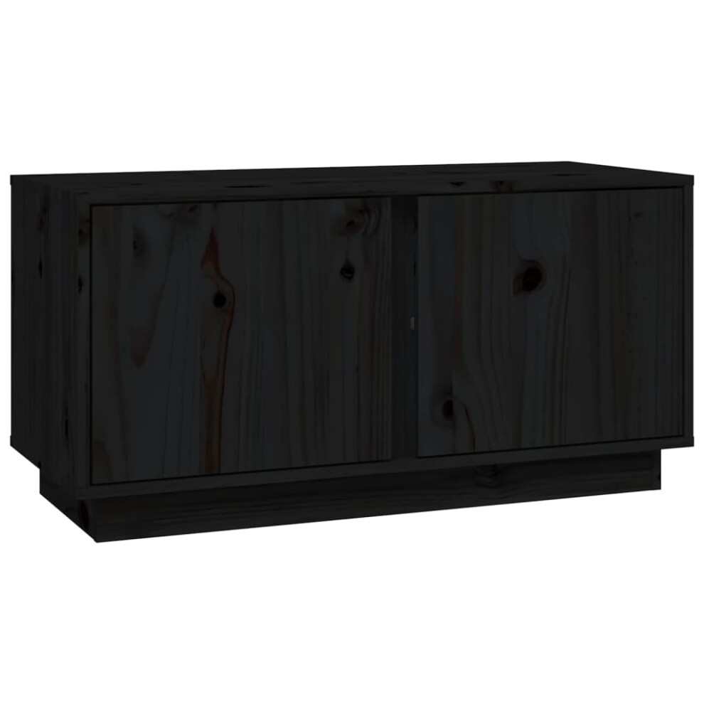 (black) vidaXL Solid Wood Pine TV Cabinet Indoor TV Console Media Unit Multi Colours