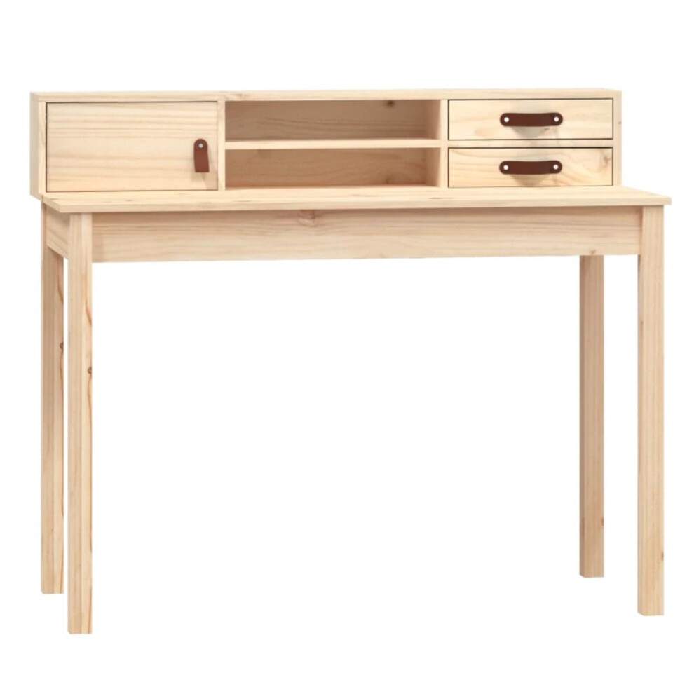Vidaxl (Natural) Solid Wood Pine Desk Wooden Computer Study Working Table Multi Colours