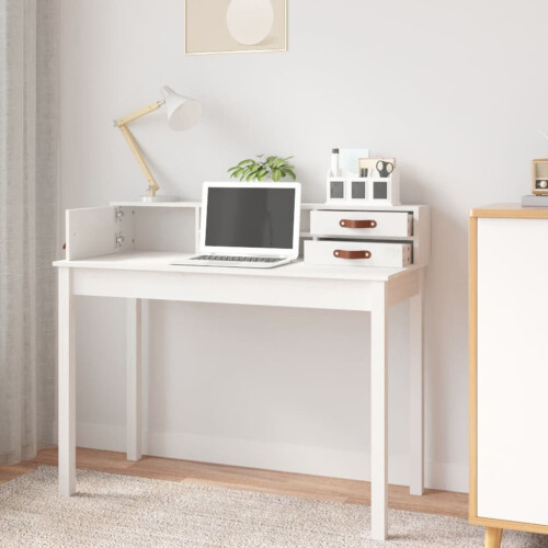 VidaXL (white) vidaXL Solid Wood Pine Desk Wooden Computer Study Working Table Multi Colours 2