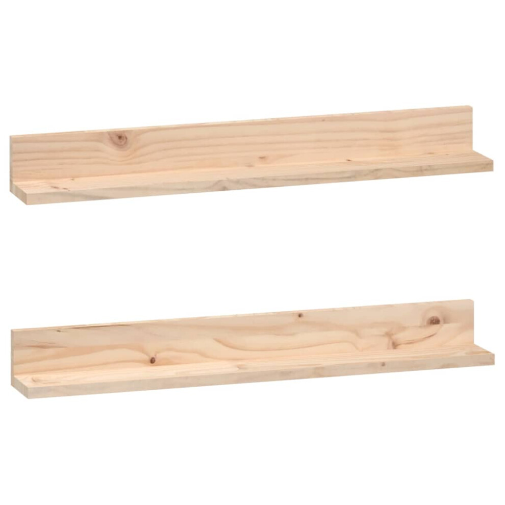 Vidaxl (Natural, 80 X 11 X 9 Cm) 2X Solid Wood Pine Wall Shelves Home Picture Ledge Multi Colours/Sizes