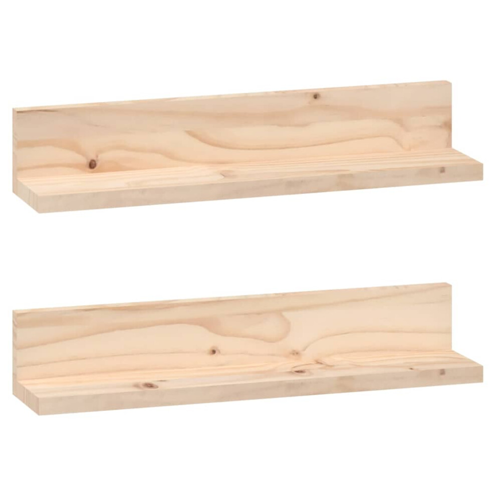 Vidaxl (Natural, 50 X 11 X 9 Cm) 2X Solid Wood Pine Wall Shelves Home Picture Ledge Multi Colours/Sizes