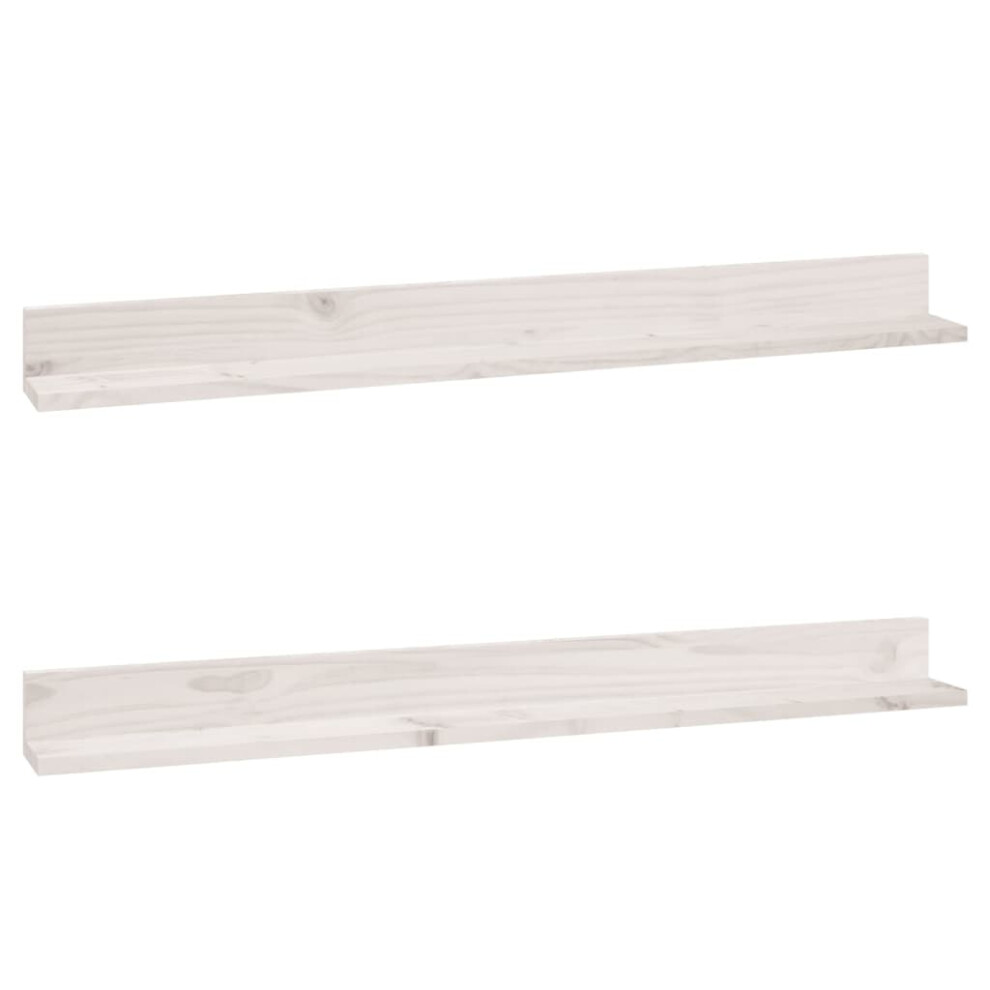Vidaxl (, 110 X 11 X 9 Cm) 2X Solid Wood Pine Wall Shelves Home Picture Ledge Multi Colours/Sizes White