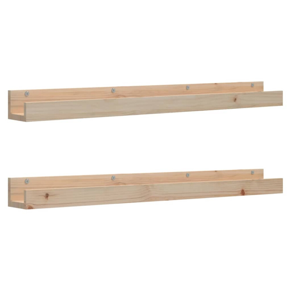 Vidaxl (Natural, 110 X 12 X 9 Cm) 2X Solid Wood Pine Wall Shelves Home Picture Ledge Multi Colours/Sizes