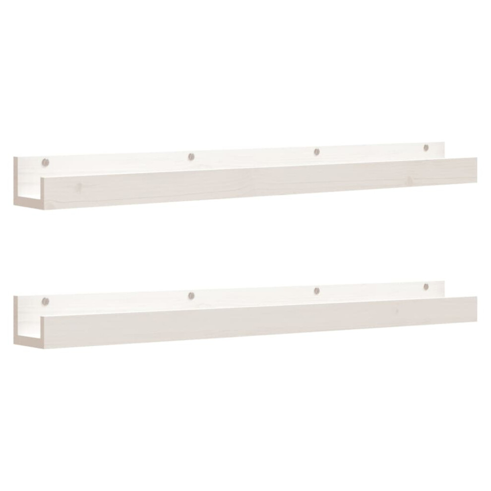 Vidaxl (, 110 X 12 X 9 Cm) 2X Solid Wood Pine Wall Shelves Home Picture Ledge Multi Colours/Sizes White
