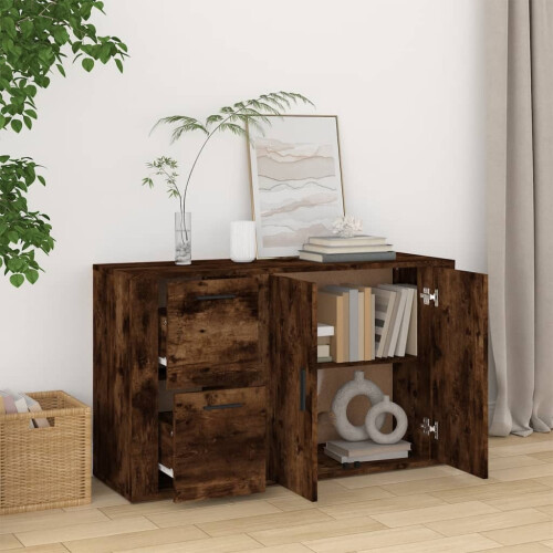 VidaXL (smoked oak) vidaXL Sideboard Engineered Wood Storage Cupboard Organiser Multi Colours 2