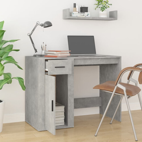 VidaXL (concrete grey) vidaXL Desk Office Table Computer Desk Study Working Table Engineered Wood 2