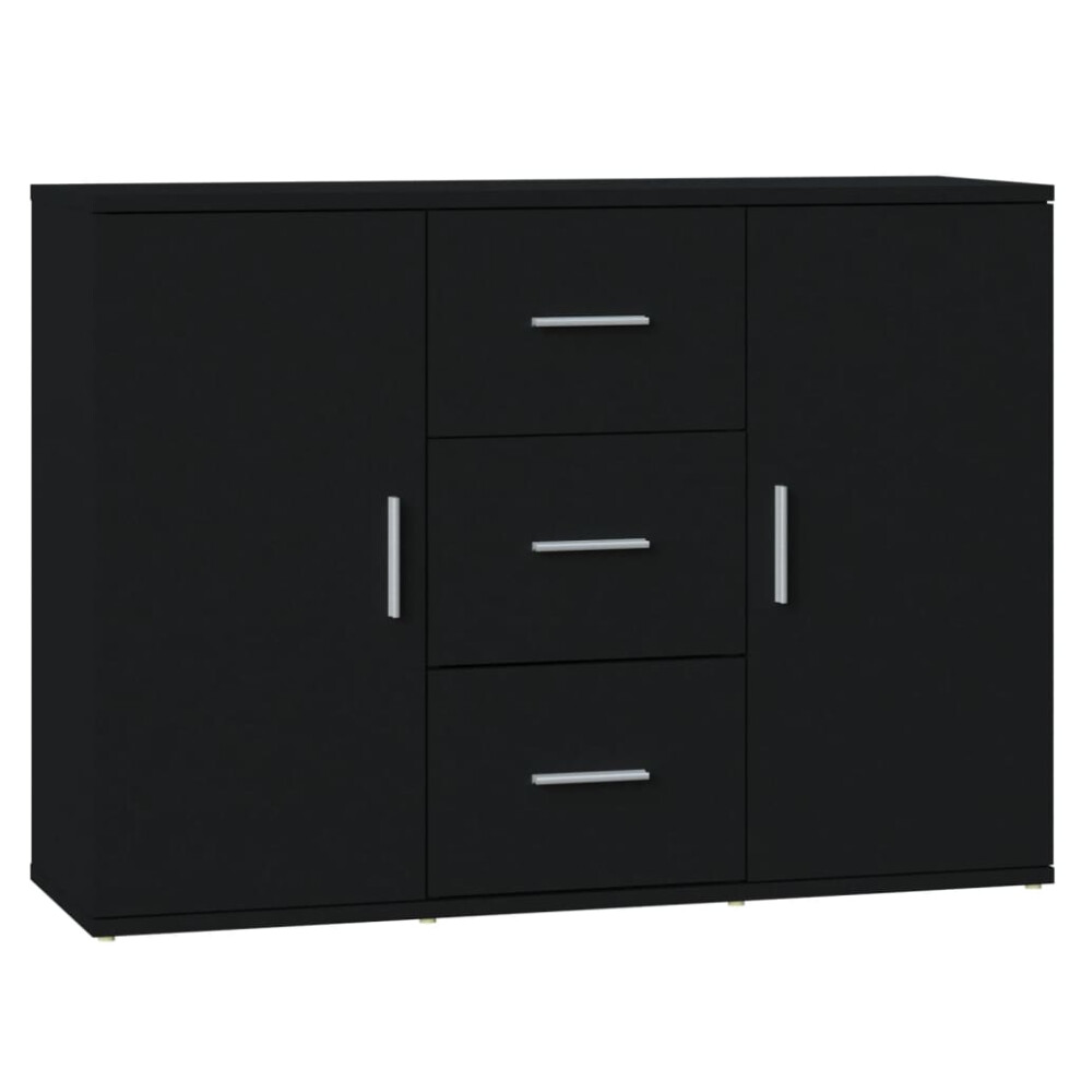 Vidaxl Black (Black) Sideboard Storage Cabinet Cupboard Highboard Cabinet Engineered Wood