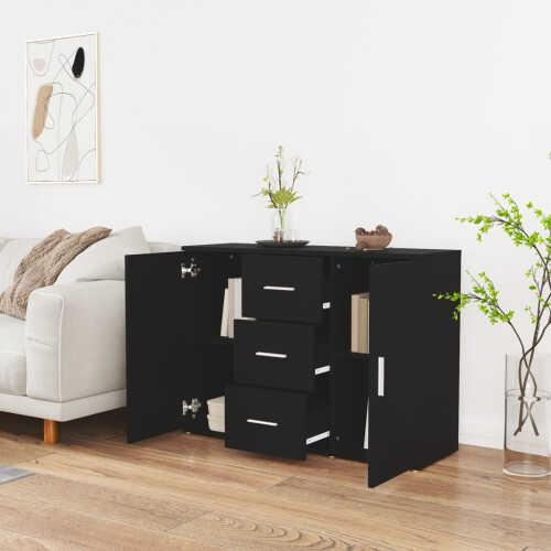 VidaXL (black) vidaXL Sideboard Storage Cabinet Cupboard Highboard Cabinet Engineered Wood 2