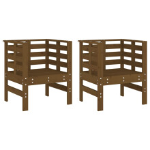 (honey brown pine) vidaXL Garden Chairs Outdoor Chair Seat Patio Armchair 2 pcs Solid Wood Pine