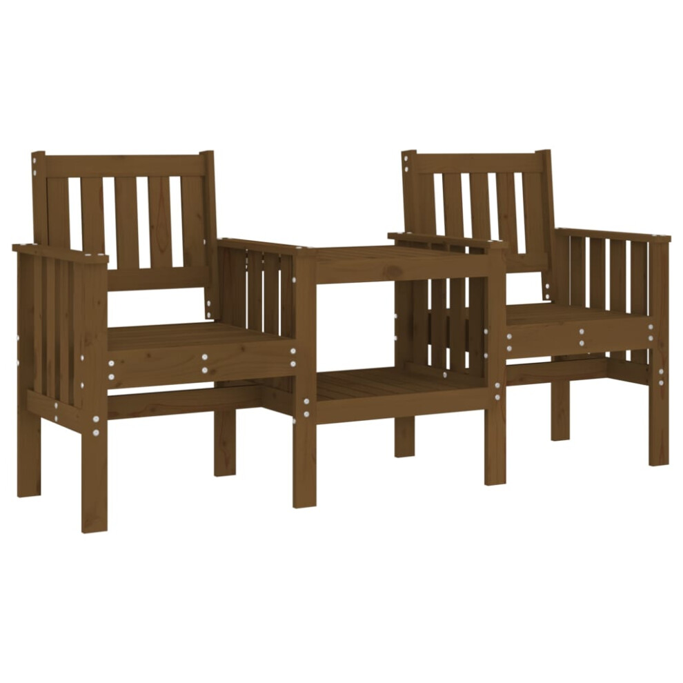 (honey brown pine) vidaXL Garden Bench with Table Outdoor 2-Seater Bench Chair Solid Wood Pine