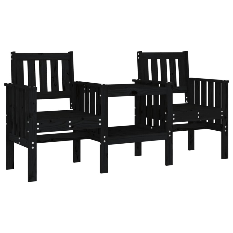 (black pine) vidaXL Garden Bench with Table Outdoor 2-Seater Bench Chair Solid Wood Pine-image-OPC-PDNBMTQ-NEW