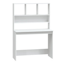 (white) vidaXL Desk with Shelves Standing Desk Study Writing Table Engineered Wood