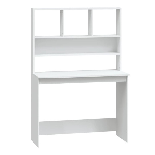 VidaXL (white) vidaXL Desk with Shelves Standing Desk Study Writing Table Engineered Wood