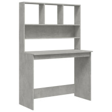 (concrete grey) vidaXL Desk with Shelves Standing Desk Study Writing Table Engineered Wood