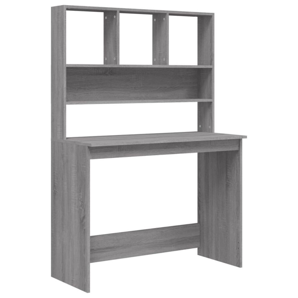 Vidaxl ( Sonoma) Desk With Shelves Standing Desk Study Writing Table Engineered Wood Grey