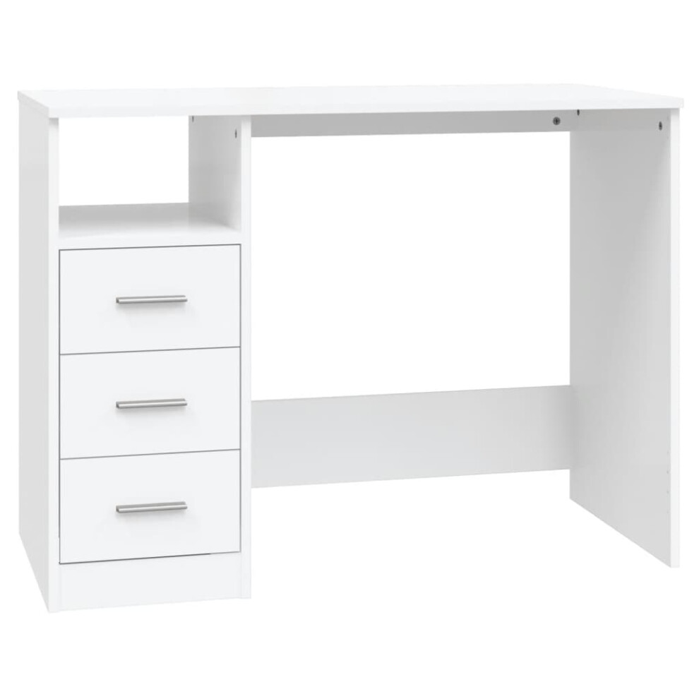 vidaXL Computer Desk White 3 Drawer Single Shelf Wood - Image 3