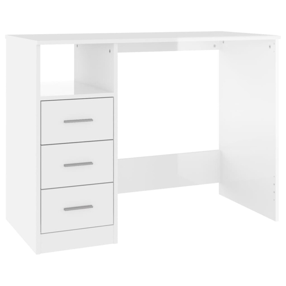 (high gloss white) vidaXL Desk with Drawers Engineered Wood Standing Desk Furniture Multi Colours