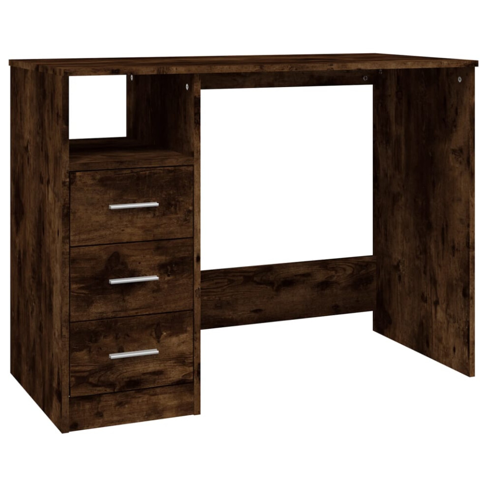 Vidaxl (Smoked Oak) Desk With Drawers Engineered Wood Standing Desk Furniture Multi Colours