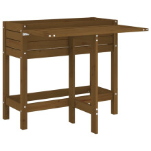 (honey brown pine) vidaXL Garden Planter with Folding Tabletop Patio Flower Pot Solid Wood Pine