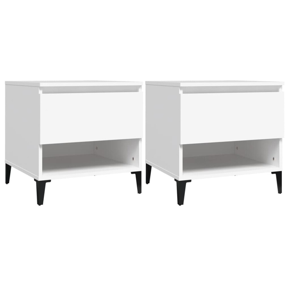 (white, 2 pcs) vidaXL 1/2x Side Table White Engineered Wood Sofa Couch End Coffee Lamp Table