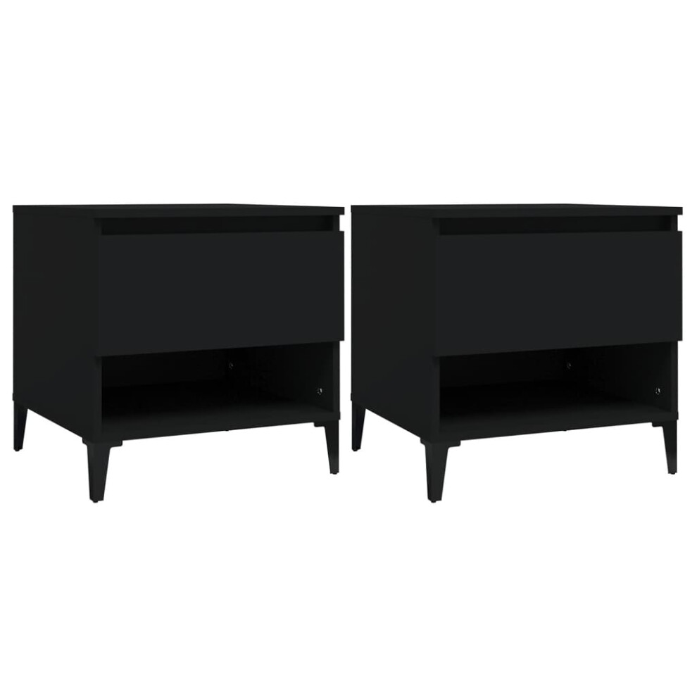 Vidaxl (Black, 2 Pcs) 1/2X Side Table White Engineered Wood Sofa Couch End Coffee Lamp Table