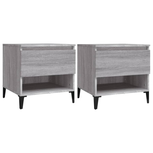VidaXL (grey sonoma, 2 pcs) vidaXL 1/2x Side Table White Engineered Wood Sofa Couch End Coffee Lamp Table 1