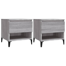 (grey sonoma, 2 pcs) vidaXL 1/2x Side Table White Engineered Wood Sofa Couch End Coffee Lamp Table