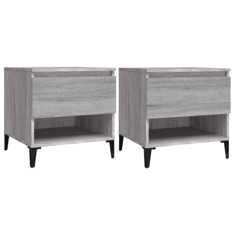 (grey sonoma, 2 pcs) vidaXL 1/2x Side Table White Engineered Wood Sofa Couch End Coffee Lamp Table