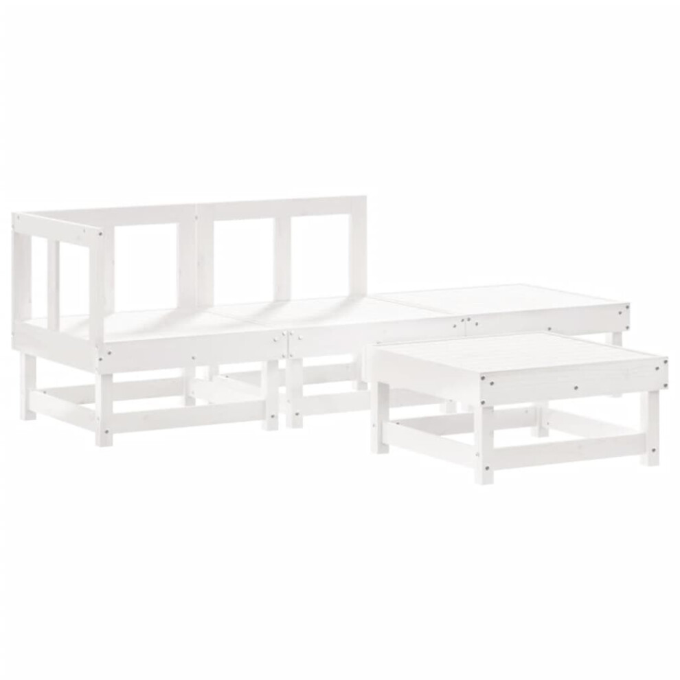 (white) vidaXL Garden Lounge Set Outdoor Modular Sofa Set 4 Piece Solid Wood Pine