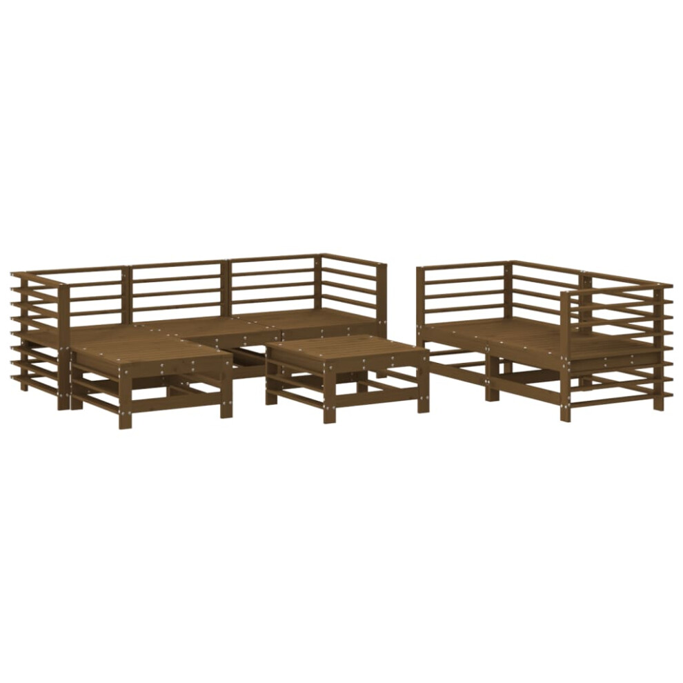 (honey brown) vidaXL Garden Lounge Set Outdoor Modular Sofa Set 7 Piece Solid Wood Pine