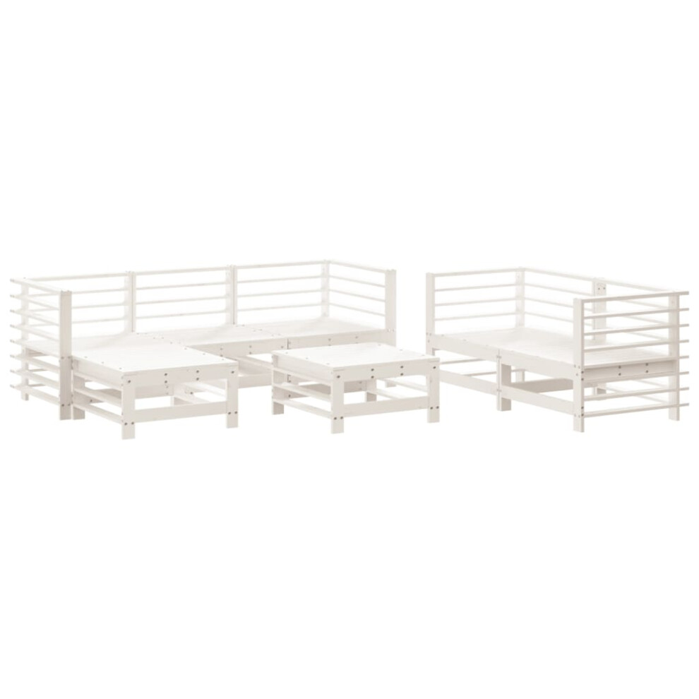 (white) vidaXL Garden Lounge Set Outdoor Modular Sofa Set 7 Piece Solid Wood Pine