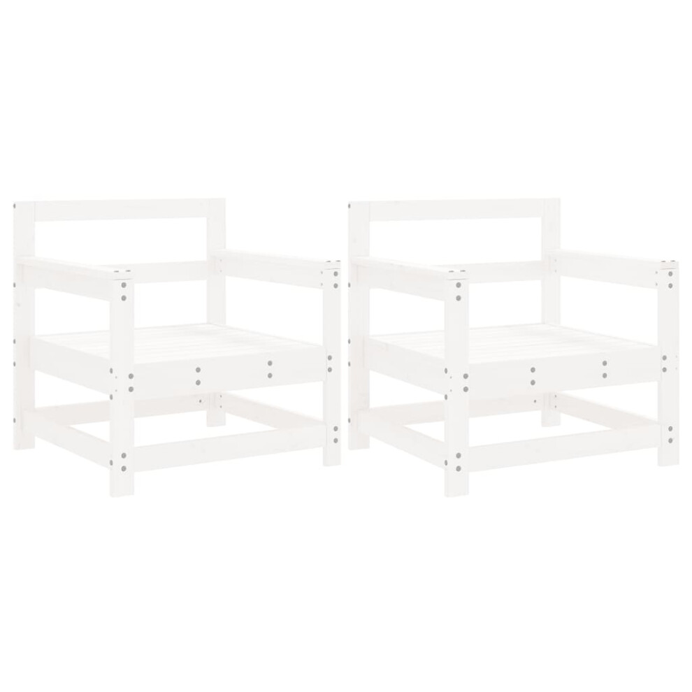 Vidaxl ( Pine, Armchair) Garden Middle Sofas Outdoor Sofa Sectional Sofa 2 Pcs Solid Wood Pine White
