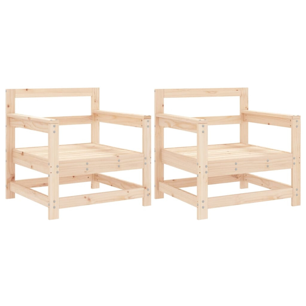 Vidaxl (Natural Pine, Armchair) Garden Middle Sofas Outdoor Sofa Sectional Sofa 2 Pcs Solid Wood Pine