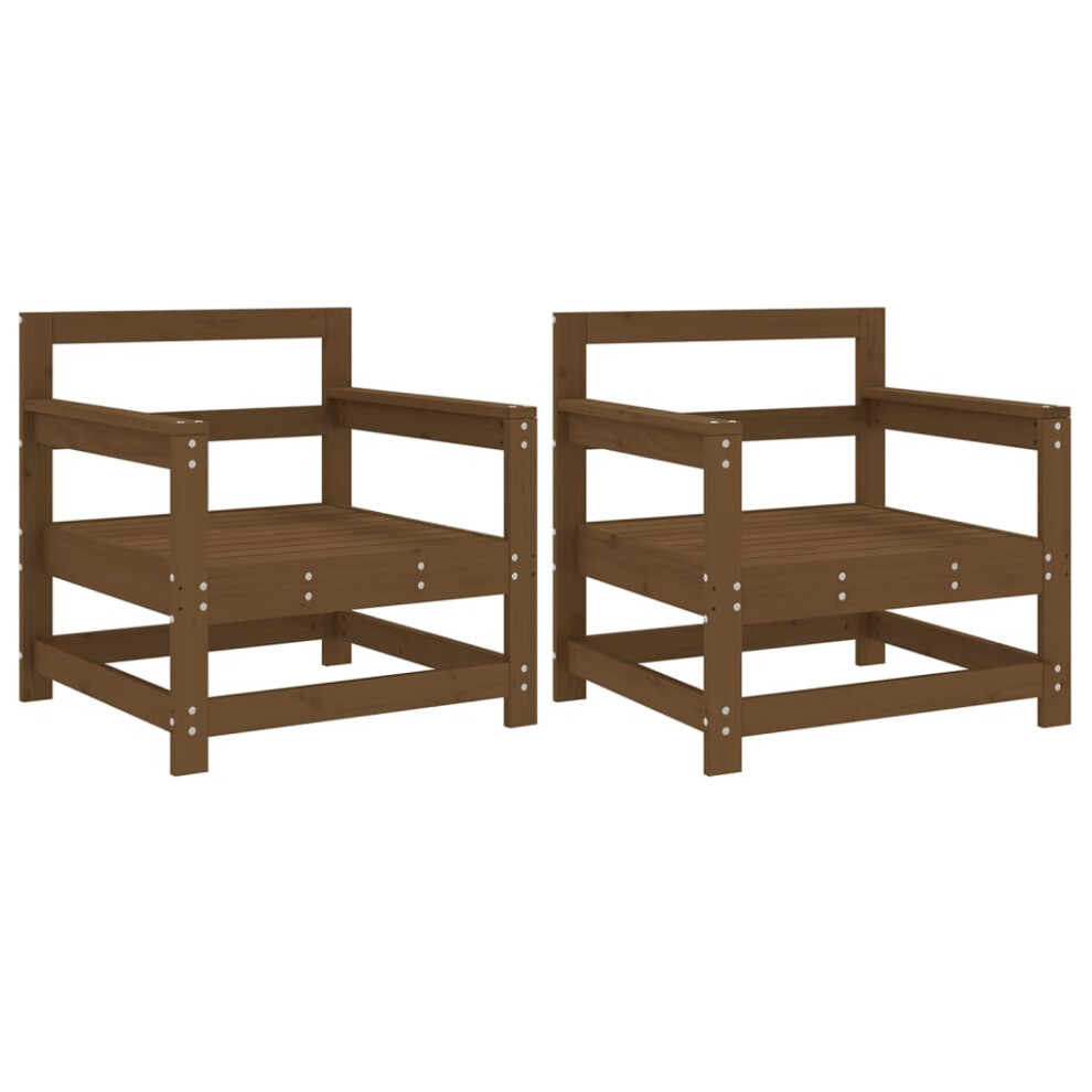 Vidaxl (Honey Pine, Armchair) Garden Middle Sofas Outdoor Sofa Sectional Sofa 2 Pcs Solid Wood Pine Brown