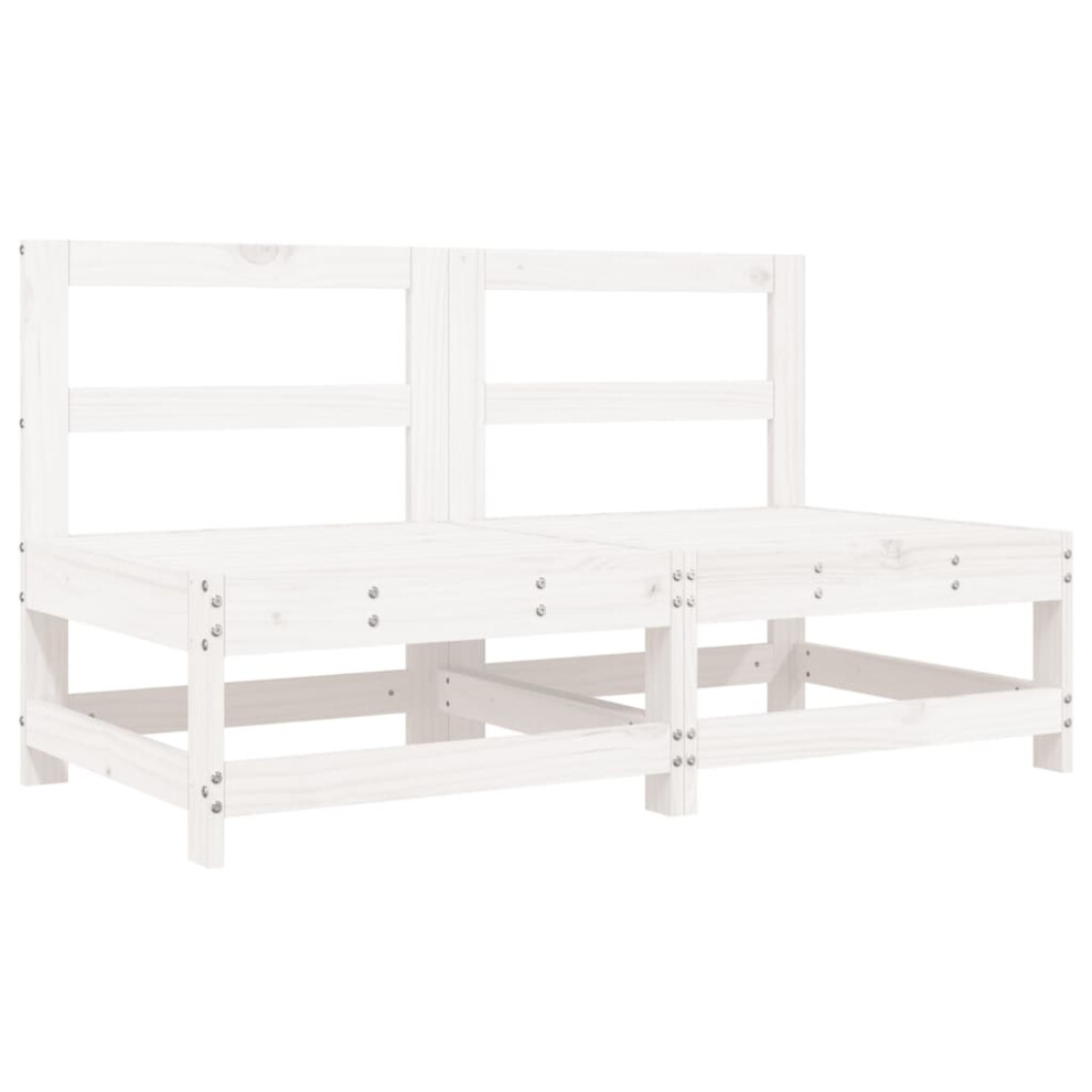 Vidaxl (White Pine, Middle Sofa (2 Pcs)) Garden Middle Sofas Outdoor Sofa Sectional Sofa 2 Pcs Solid Wood Pine