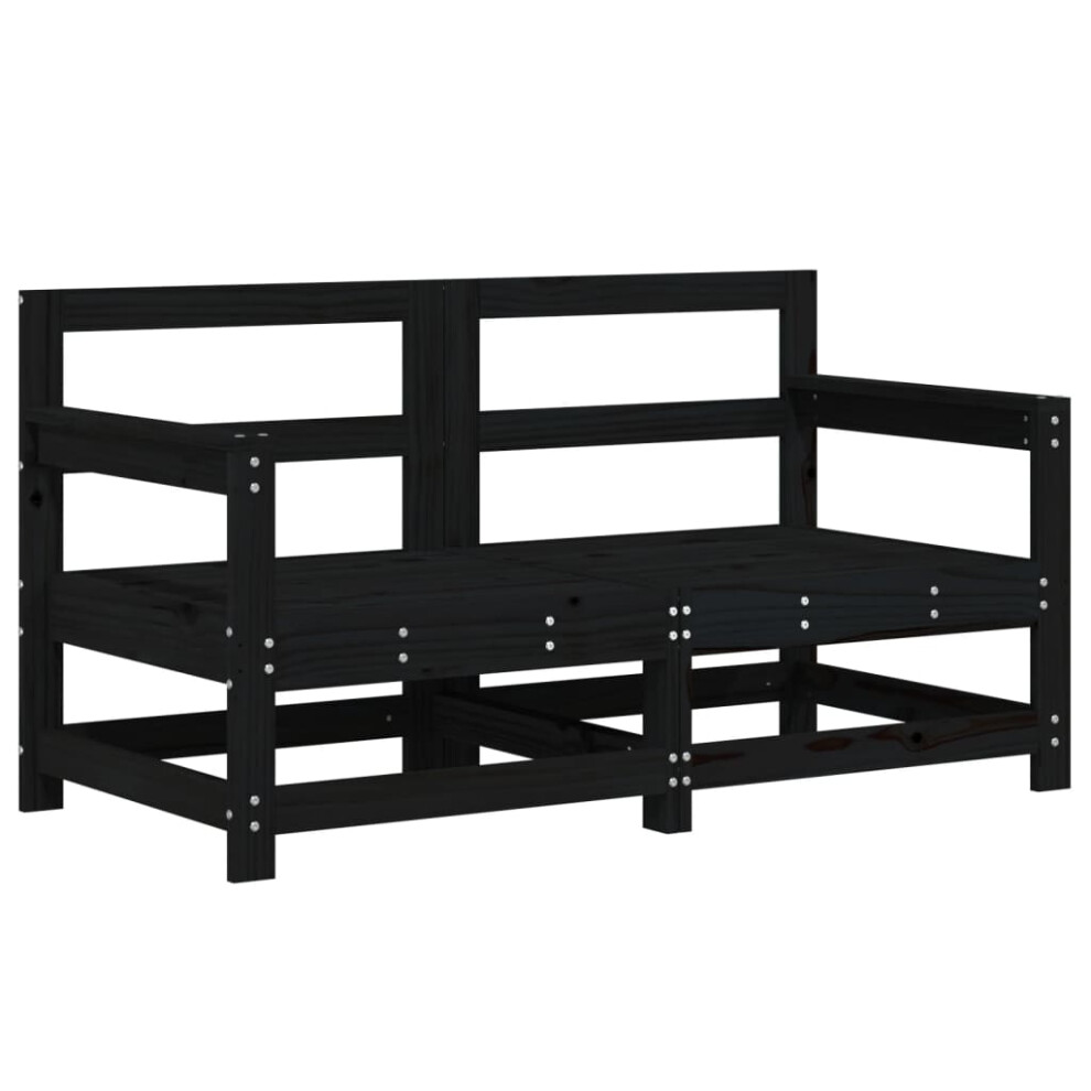 Vidaxl ( Pine, Corner Sofa (2 Pcs)) Garden Middle Sofas Outdoor Sofa Sectional Sofa 2 Pcs Solid Wood Pine Black