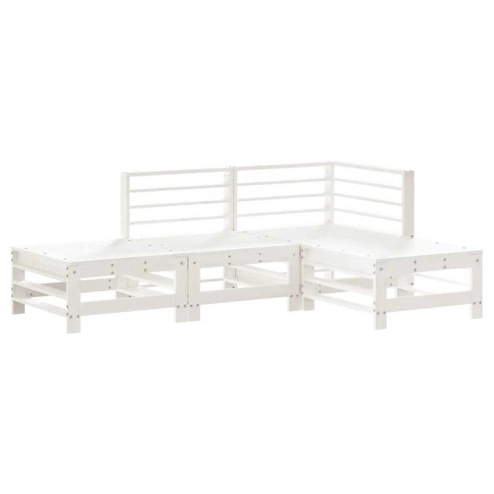 (white) vidaXL Garden Lounge Set Outdoor Modular Sofa Set 4 Piece Solid Wood Pine