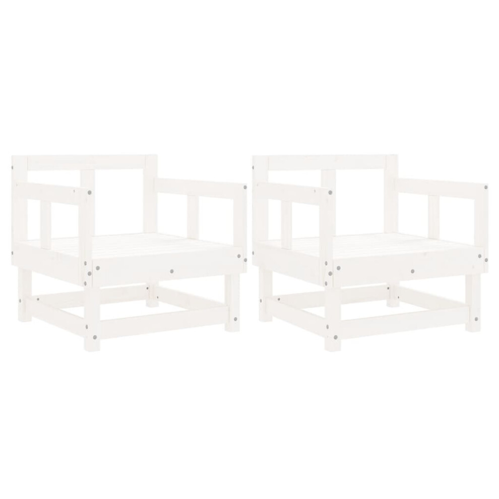 Vidaxl (White Pine, Armchair (2 Pcs)) Garden Middle Sofa Footrest Outdoor Sofa Coffee Table Solid Wood Pine